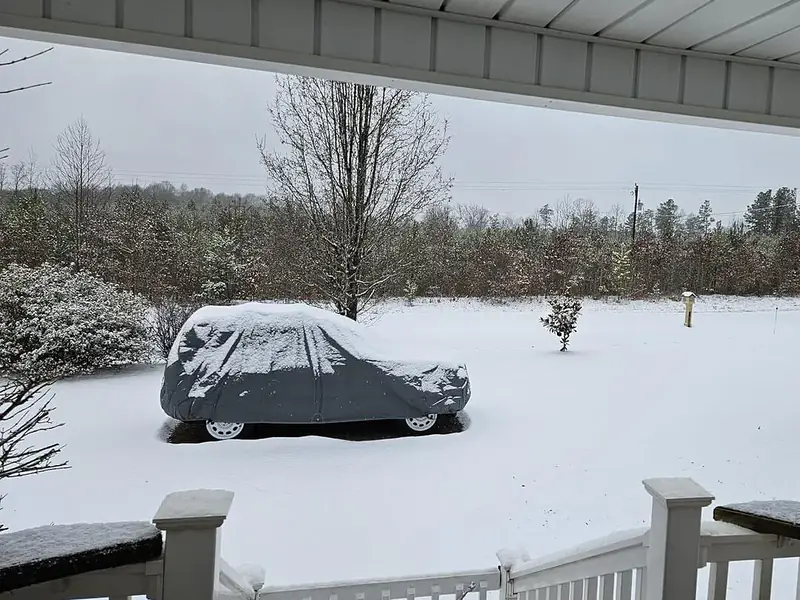 Customer photo: Ford Bronco Sport under a snow-covered DaShield cover