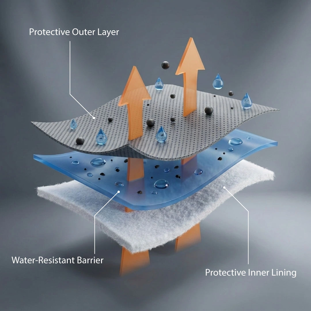 Cut-away of the 5-layer Ultimum Lite stack