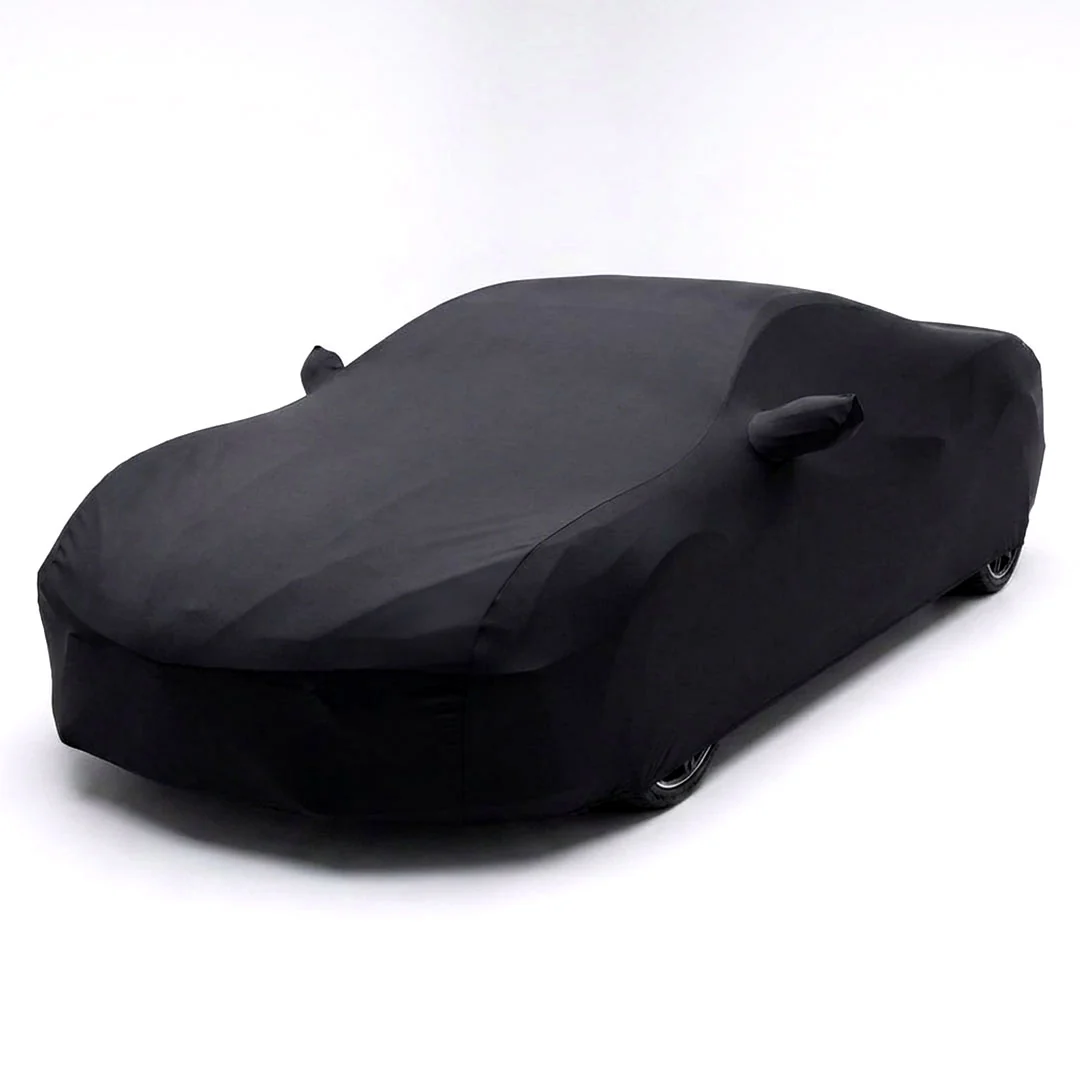 Sewn-in mirror pocket on the SoftTec Stretch Satin cover for the Chevrolet Corvette Stingray 2027