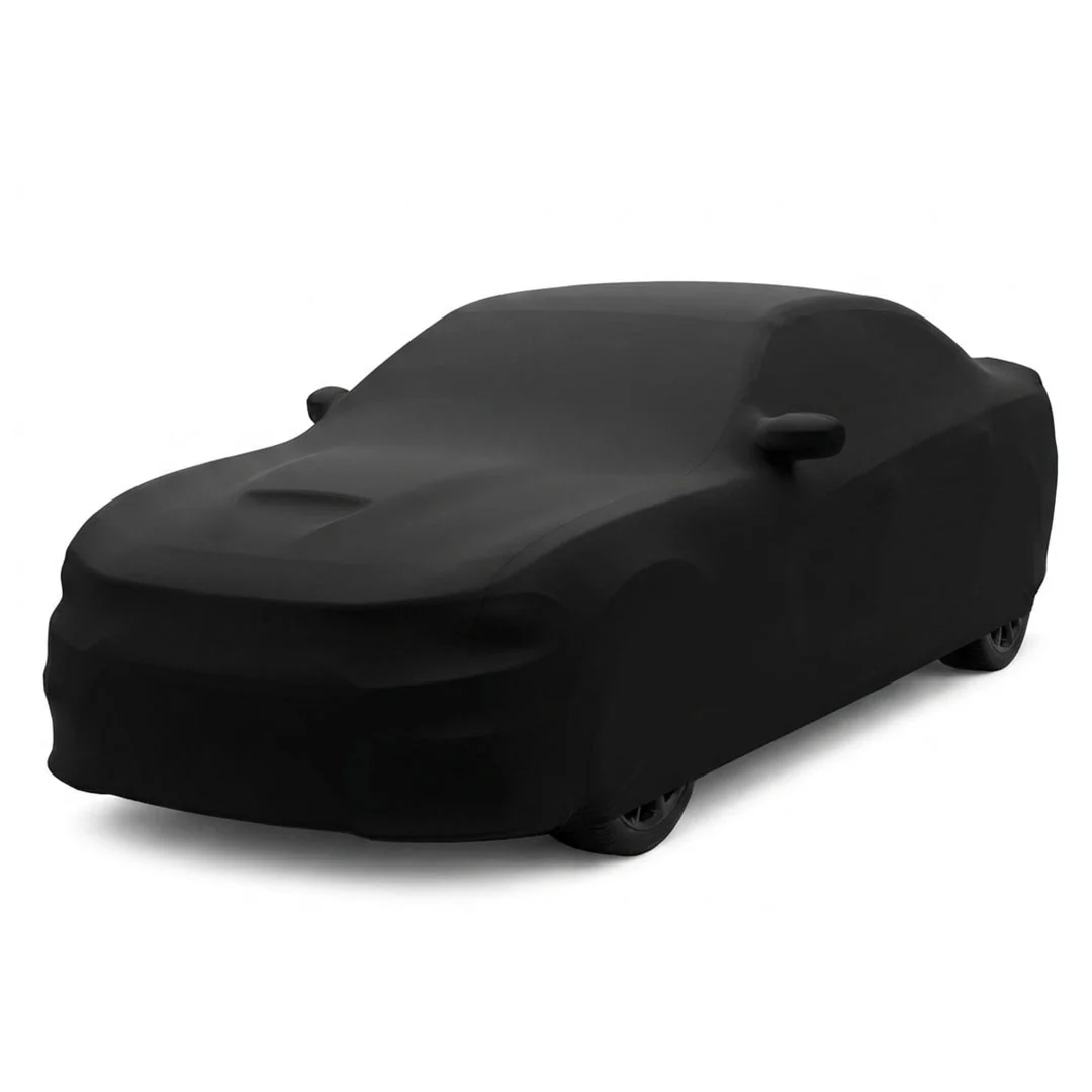 Sewn-in mirror pocket on the SoftTec Stretch Satin cover for the Dodge Charger 2026 Coupe 2-Door