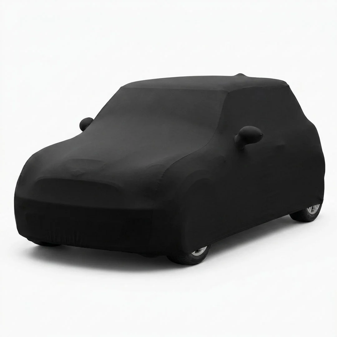 Sewn-in mirror pocket on the SoftTec Stretch Satin cover for the Mini John Cooper Works 2020