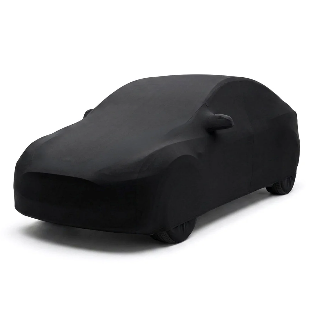 Sewn-in mirror pocket on the SoftTec Stretch Satin SUV cover for the Tesla Model Y 2020