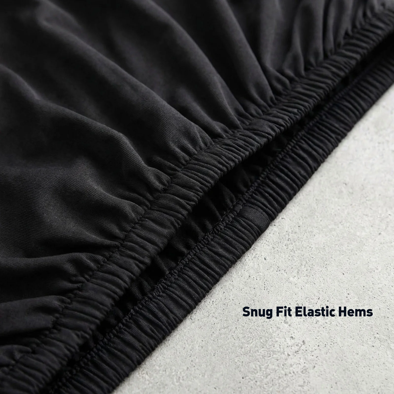 Snug-fit elastic hem sewn along the bottom edge of the satin cover