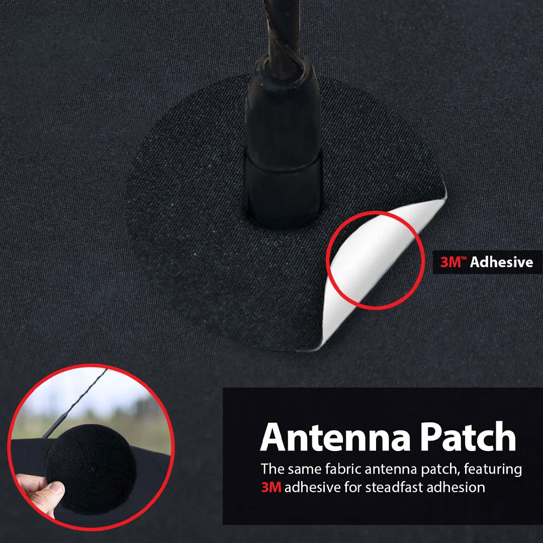 Antenna patch with 3M adhesive backing sealing around an antenna