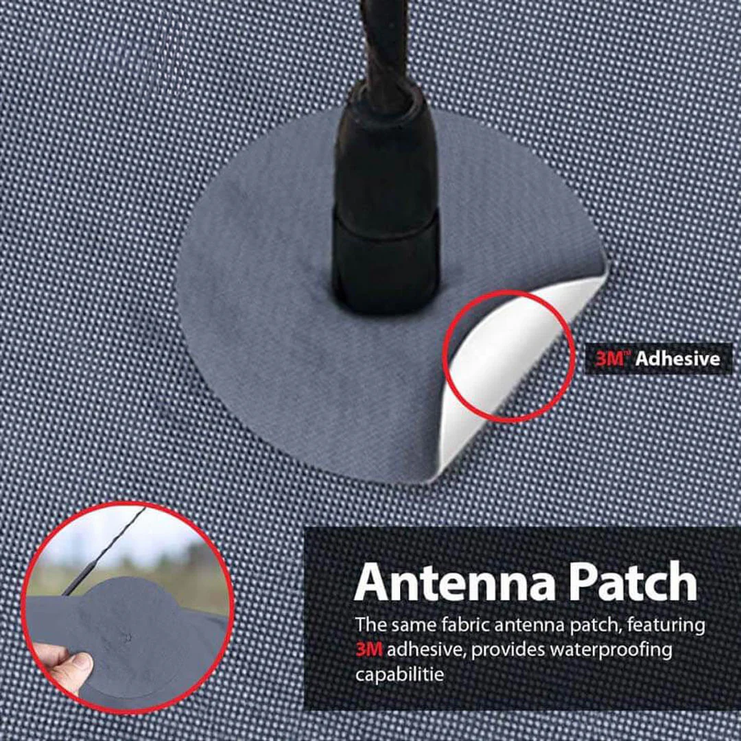 Same-fabric antenna patch with 3M adhesive for waterproofing