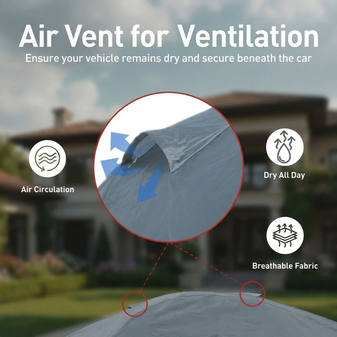 Air vent for ventilation keeps the vehicle dry beneath the cover