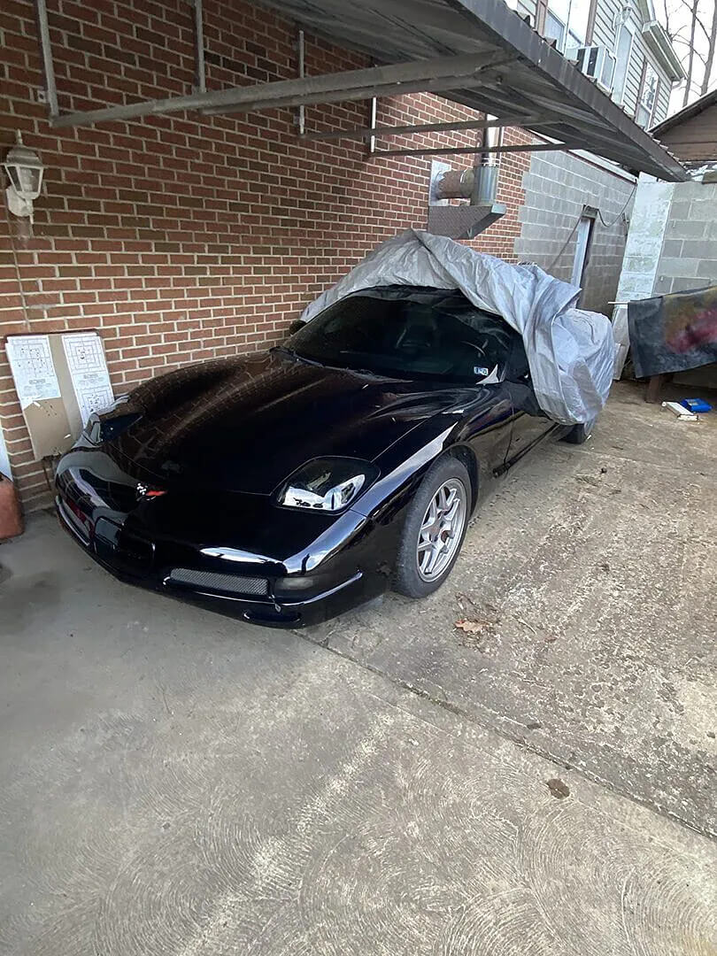 Customer photo: car covered outdoors through winter